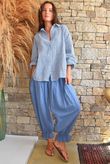 Sundaze Cheesecloth Chalk Stripe Boyfriend Shirt Denim